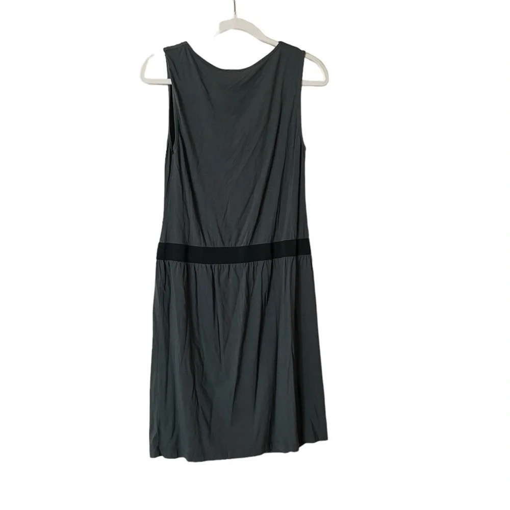 LILLA P. Slate Blue Cowl Neck Knit Tank Dress w/ Black Elastic Waistband